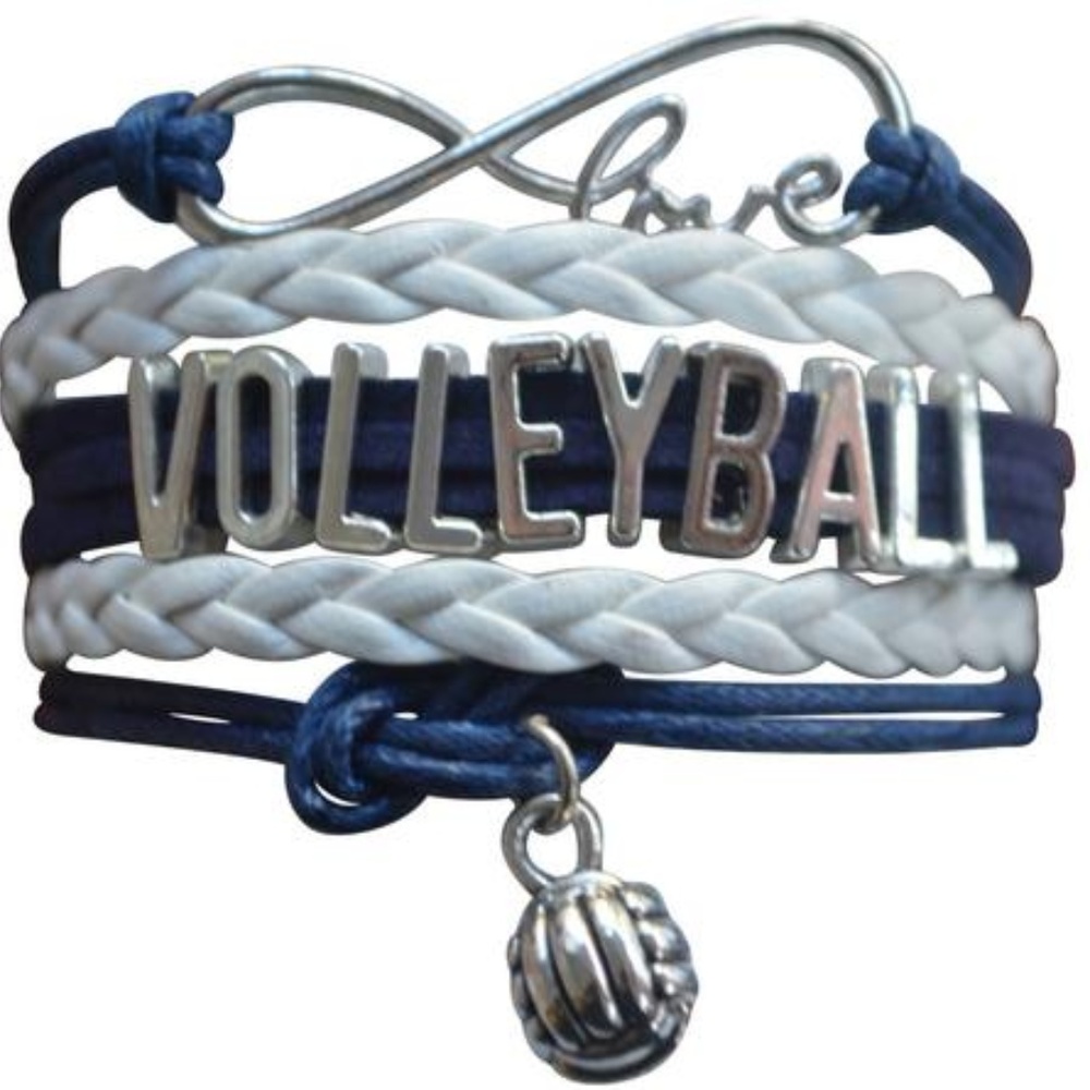Girls Volleyball Bracelet - Navy & White